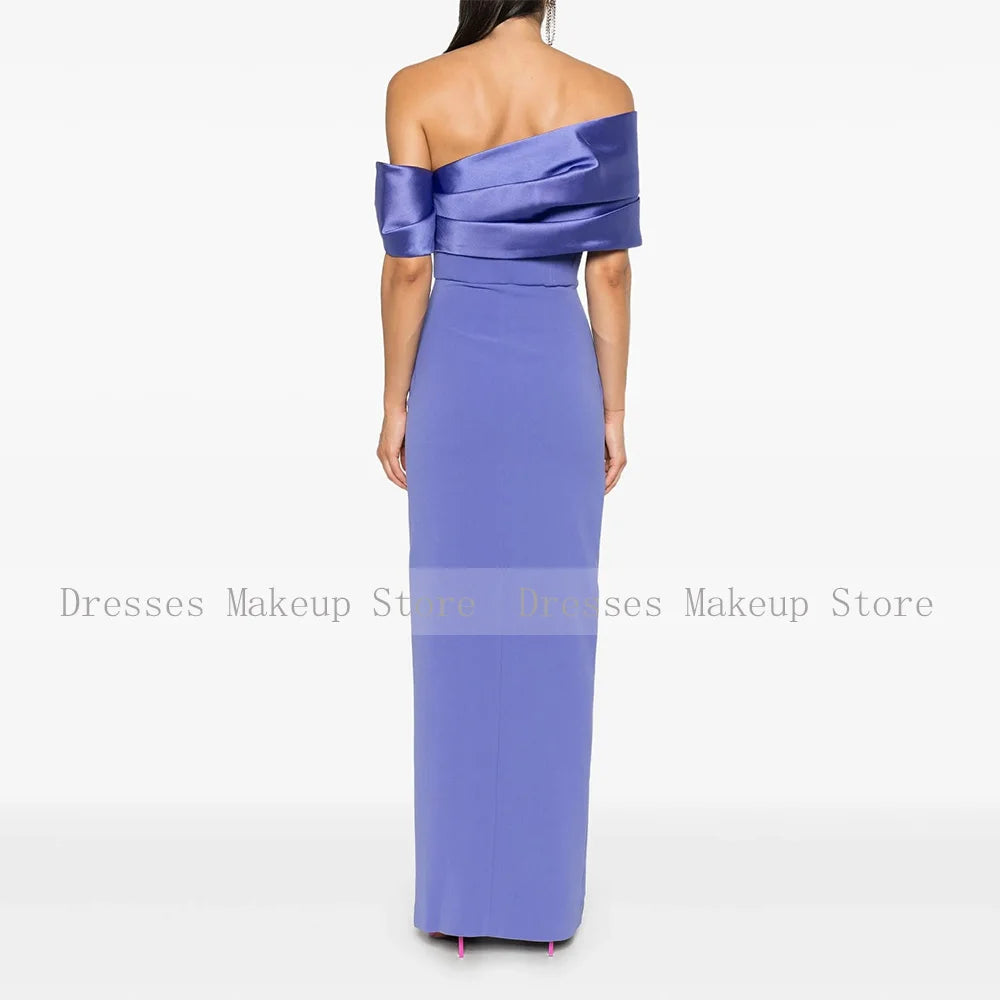 Abito da ballo viola chiaro personalizzato con colonna al largo della spalla Abiti da sera eleganti da donna Maxi abiti da festa con spacco laterale senza spalline