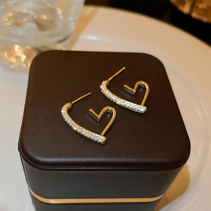 Orecchini in argento 925 con ago in argento moda coreana con cuore di cristallo per gioielli da donna 2025 Trending Nuovi orecchini a cerchio da donna di lusso Brincos