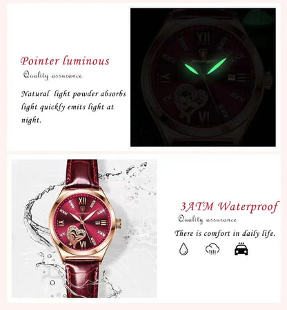 POEDAGAR Orologi casual di lusso per donna Orologio da donna in pelle con calendario impermeabile Orologio da polso al quarzo da donna di moda di alta qualità