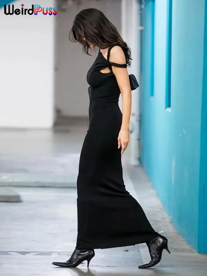 Strano gatto vestito dalla fasciatura donna estate sexy irregolare solido guaina chic elasticizzato a forma di corpo liscio festa di compleanno elegante aderente
