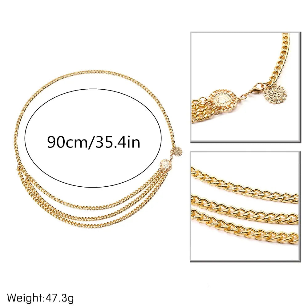 Boho Sexy Girasole Regina Testa Moneta Nappa Ciondolo Vita Pancia Cintura Catena Donna Estate Bikini Rave Gioielli per il corpo Y2K Accessori