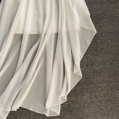 Ins Fashion Slim abito da donna asimmetrico a vita alta 2021 nuova estate elegante bianco nero abito da festa abiti da donna