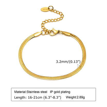 Bracciale in Acciaio Inossidabile Placcato Oro, Non Ossida, Impilabile per Donne, Sottile Catena a Spina di Pesce, Gioiello Impermeabile, Regalo