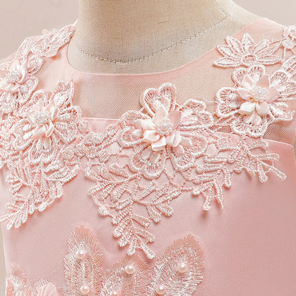 Abiti da damigella d'onore bianchi per adolescenti Abito da cerimonia nuziale per ragazza di fiore in pizzo per bambini Abito da principessa elegante per ragazze Abiti da sera formali