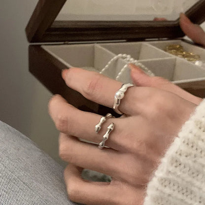 Anelli in Argento Sterling 925, Nuovi Gioielli da Festa, Charm Vintage, Design Geometrico a Doppio Strato, Accessori Regalo, Dropshipping