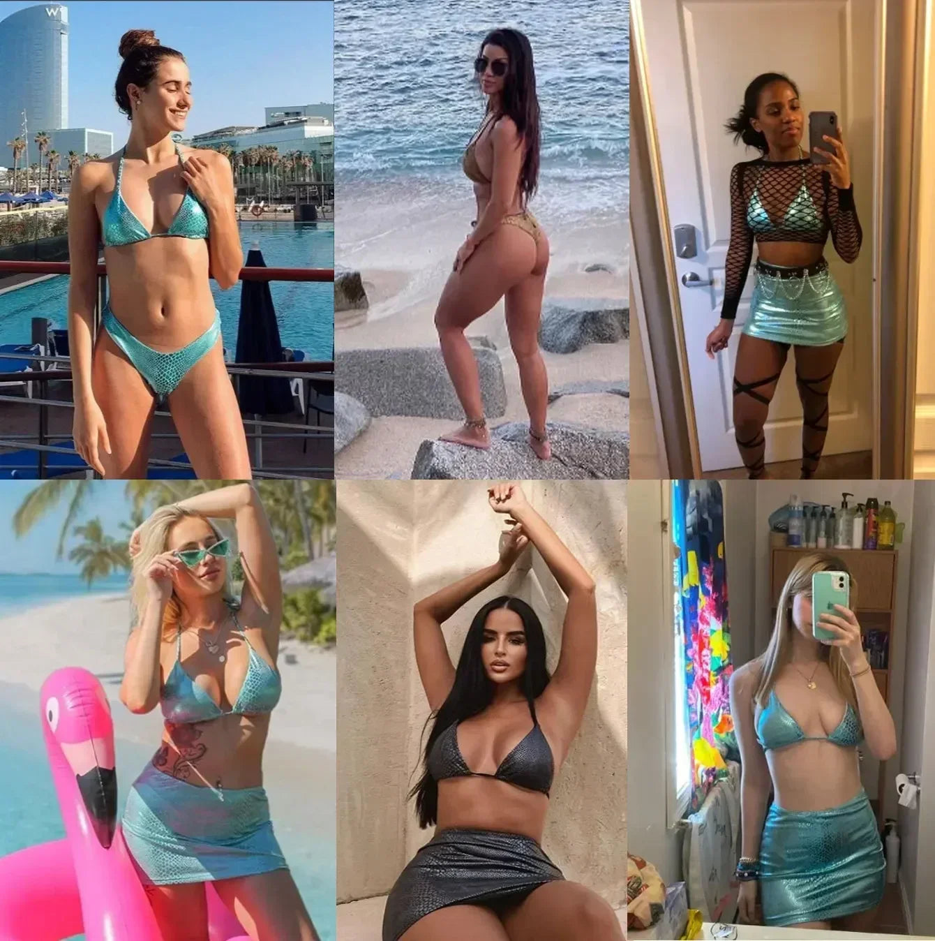 Costumi da bagno europei e americani bikini da donna costume da bagno sexy lucido con scollo all'americana
