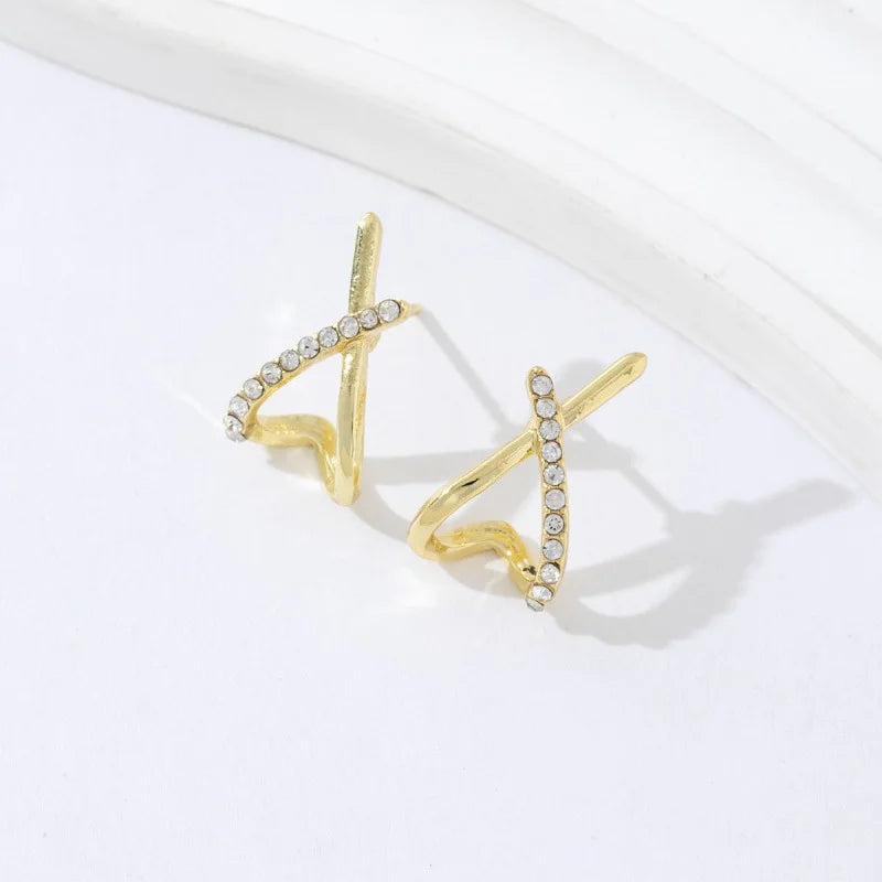 LATS Orecchini a bottone con croce color oro alla moda per le donne Orecchini delicati semplici e minimalisti Gioielli di moda Regali per feste all'ingrosso
