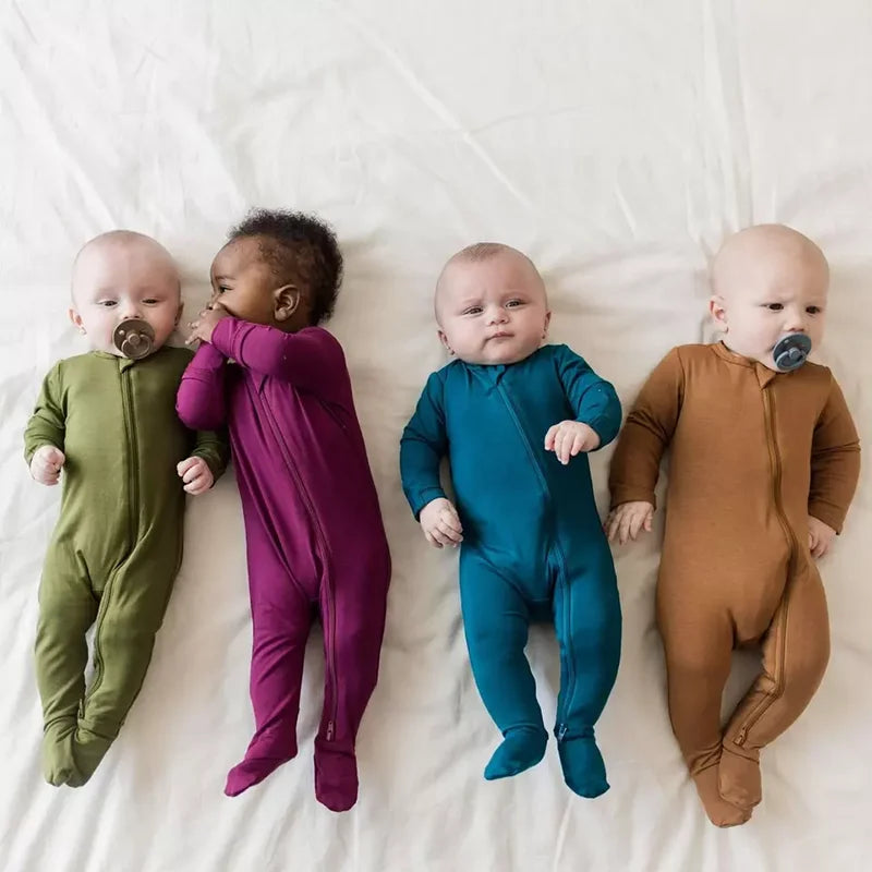 2024 neonato pagliaccetto in fibra di bambù solido traspirante vestiti a maniche lunghe per 0-24M ragazzo ragazza tuta neonato pigiama Loungewear