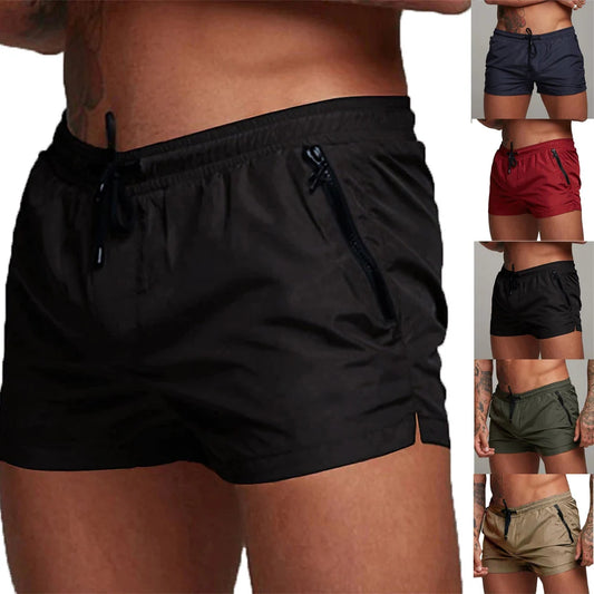 Costume da bagno da uomo con tasche con cerniera Fodera in rete Pantaloncini da spiaggia estivi Costume da bagno da bagno ad asciugatura rapida Costume da bagno