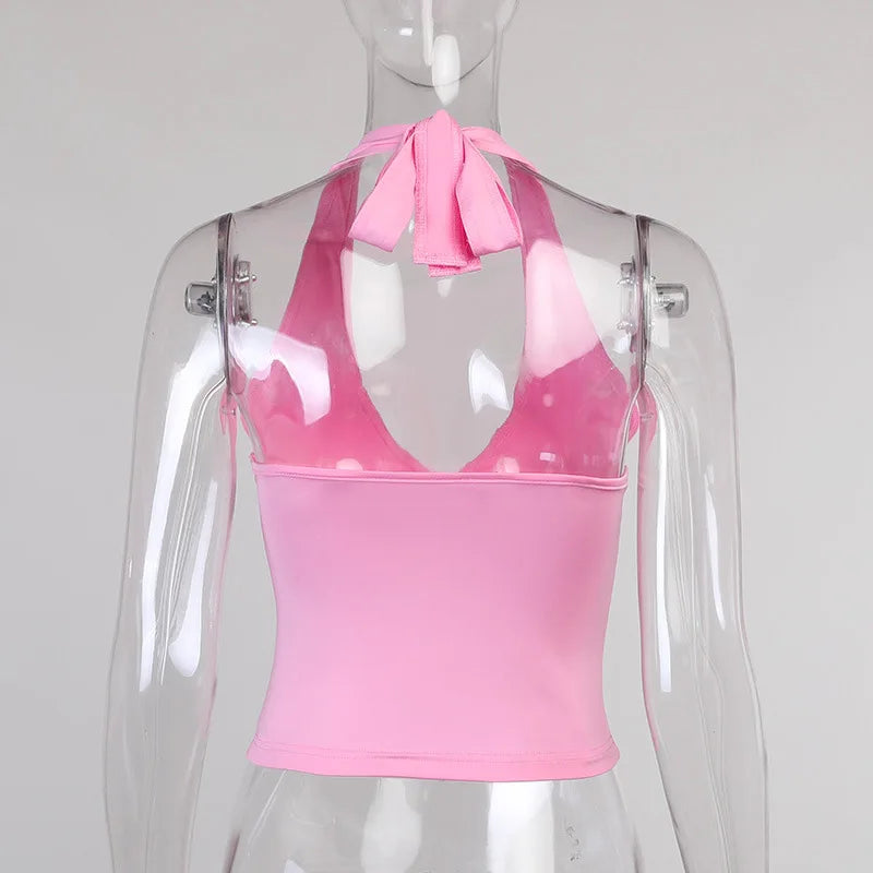 Top sexy con spalle scoperte da donna 2025 Club Party Outfits Guaina Pure senza maniche Bare Back Sexi Top corto estivo da donna