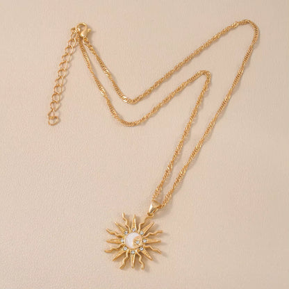 1 pezzo di strass brillanti dal design unico, sole, stella, luna, tre in uno, collana con ciondolo, gioielli da festa versatili quotidiani da donna retrò