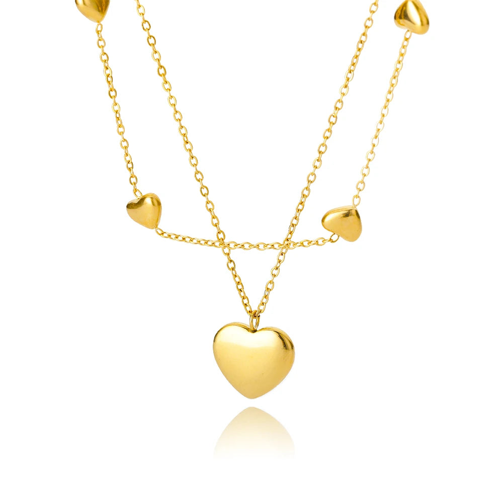 Collane a cuore per donna Collana girocollo in acciaio inossidabile placcato oro con zirconi a forma di cuore Collana girocollo Gioielli Boho da sposa Regalo Femme