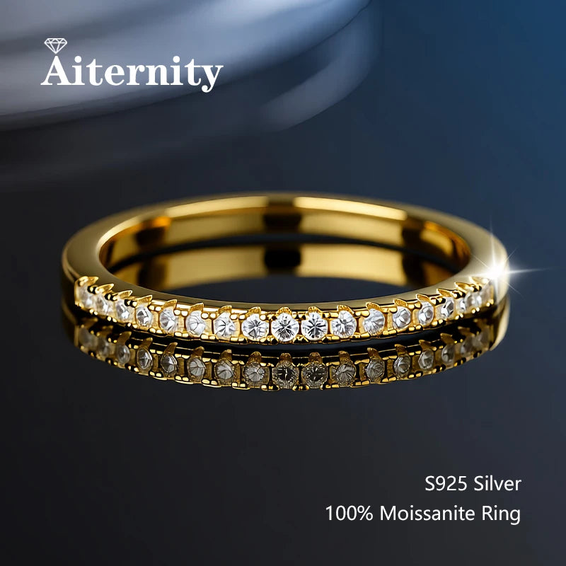 100% Pass Diamond tester Pen Moissanite Ring Matching Wedding Diamond Band for Women 925 Sterling Silver Female Single Tail Ring