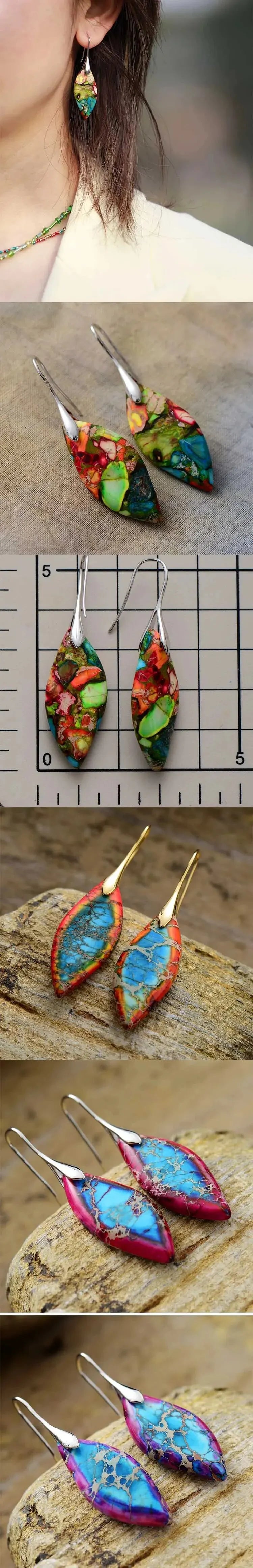 Minimalismo alla moda Diaspri dell'imperatore naturale pendenti Orecchini pendenti da donna Regali etnici eleganti per le vacanze