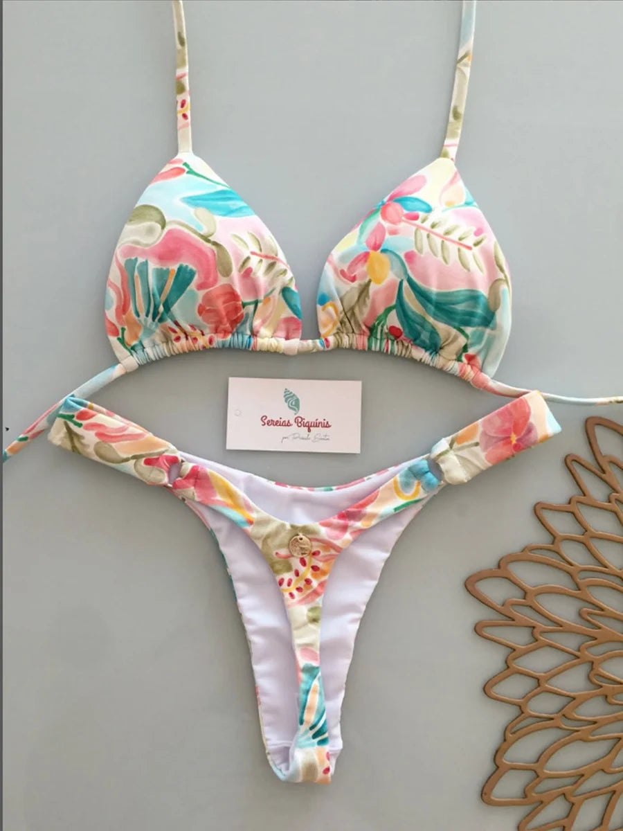 Micro Bikinis 2026 Push Up Women Swimsuits Sexy Swimwear Brazilian Bikini Set Thong Biquini Print Swimsuit Summer Beachwear