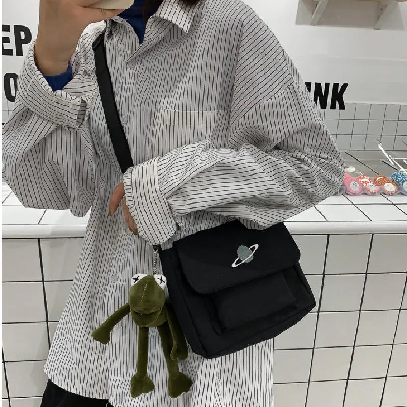 Borsa a tracolla per studenti con collage casual Borsa piccola da donna Borsa a tracolla in tela per donna Borse a tracolla con stampa Bolsas Sac