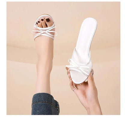 Damen Sommersandalen Elegante Sandalen Damen High Heels Mode Schmetterling Knoten offene Zehen Hausschuhe High Quality Marken Designer Damenschuhe