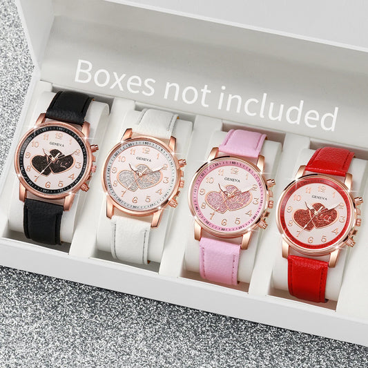 1/4PCSt Orologi da donna alla moda Orologio al quarzo con quadrante a cuore Cinturino in pelle casual Orologi da polso da donna Reloj Mujer (senza scatola)