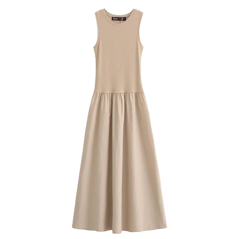 HXAO Abiti lunghi neri da donna 2025 Abiti eleganti senza maniche primaverili Moda Casual Vintage Party Abiti kaki Abiti