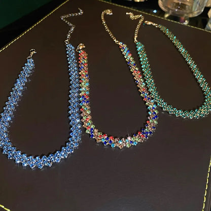 Collana girocollo di lusso con strass pieni lucidi per le donne Collane di cristallo geometriche personalizzate Regali per feste di gioielli da sposa