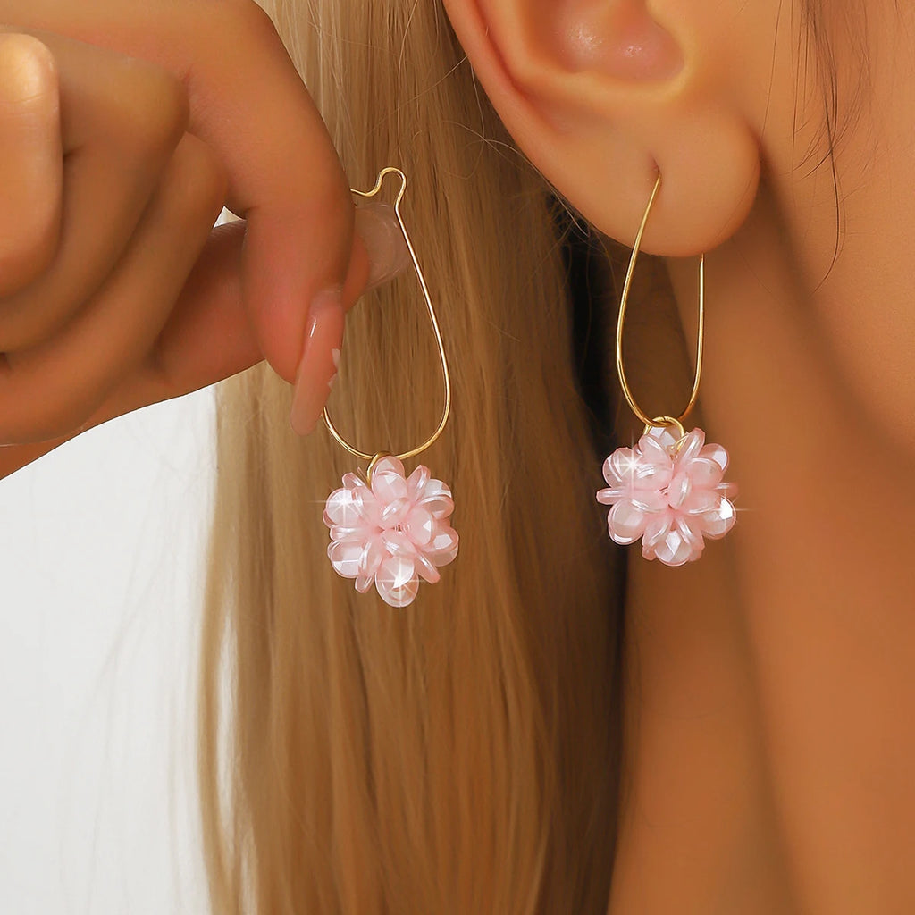 2 pezzi di tendenza della moda da donna, orecchini a sfera con petali di perle fai da te, viaggi all'aperto, carnevale, banchetti, feste, vestire, regali