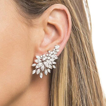Huitan Orecchini a bottone con zirconi scintillanti da donna Splendidi accessori per piercing all'orecchio alla moda per la festa nuziale femminile Nuovi gioielli