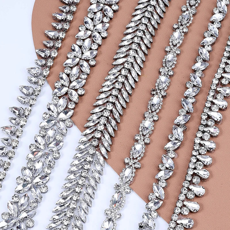 Ducrystal 1 metro motivo strass nastro hot fix vetro cristallo strass trim catena per scarpe fai da te, borse, abiti decorazione