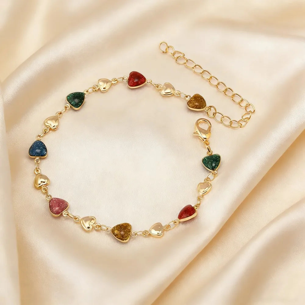Bracciale con zirconi colorati per donna, accessorio gioiello di alta gamma, dolce e lussuoso