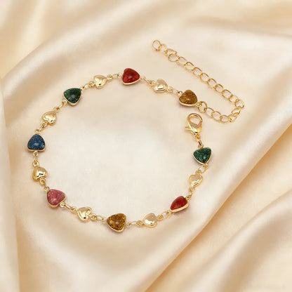 Bracciale con zirconi colorati per donna, accessorio gioiello di alta gamma, dolce e lussuoso