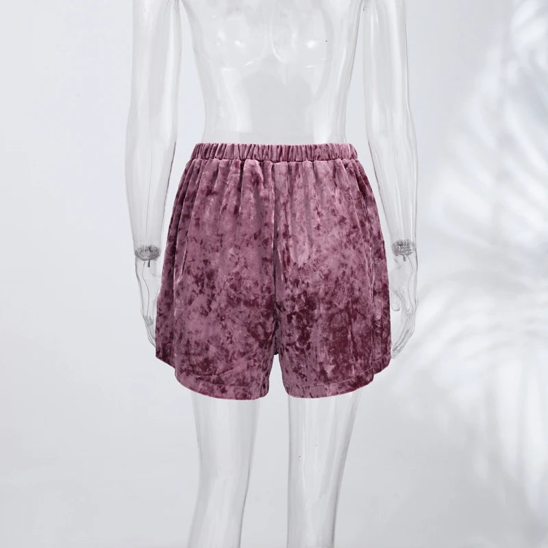 Pantaloncini Corti in Velluto con Inserti in Pizzo Sexy, Vita Alta Elastica, Mini Shorts Larghi da Donna, Nuova Collezione Estiva 2026, Streetwear Femminile