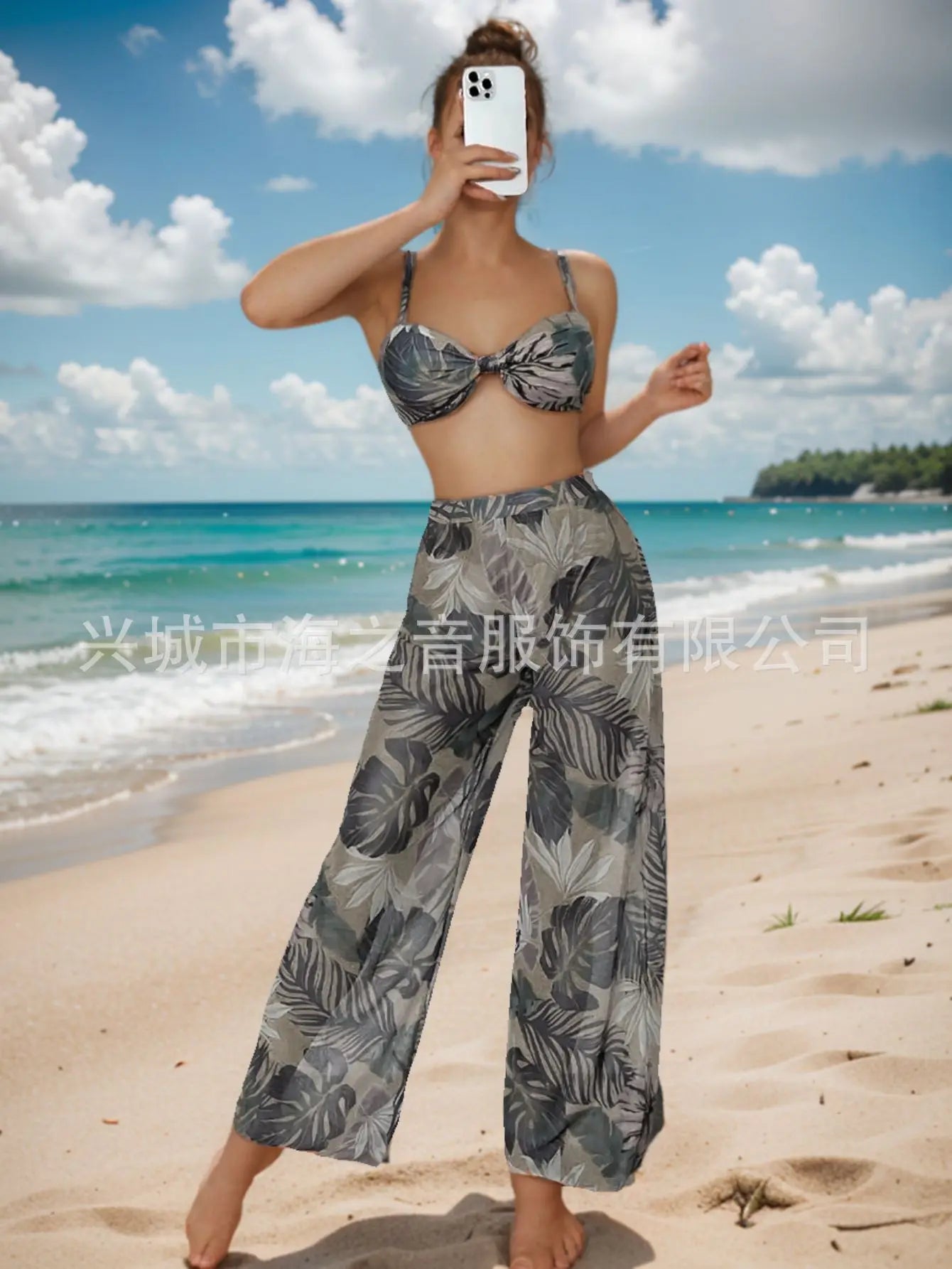 Nuovo costume da bagno bikini sexy pantaloni a rete costume da bagno da donna diviso in tre pezzi