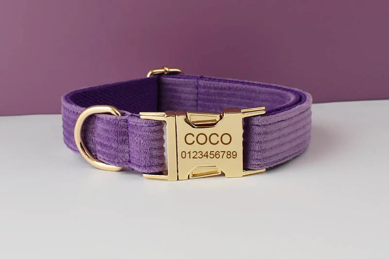 Set Collare e Guinzaglio per Cani in Corduroy Epic con Targhetta Personalizzata Incisa, Accessori per Animali Domestici, Guinzaglio per Cani in Corduroy15