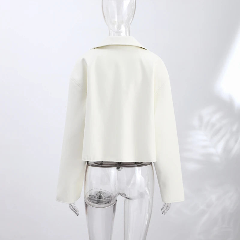 Cappotto da donna ampio a tinta unita, a maniche lunghe, con collo alto, top corto, moda estiva autunnale 2026, capospalla femminile streetwear