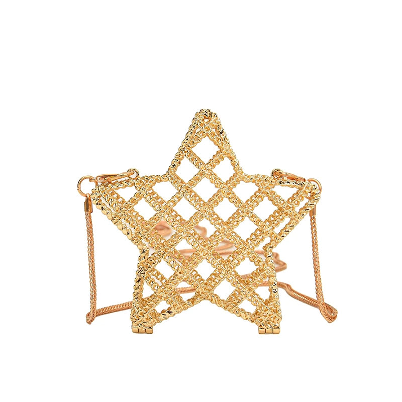 Borsa rossa con bocca in metallo moda per donna borse a tracolla in oro di alta qualità Designer borsa a tracolla scavata borsa da pranzo carina