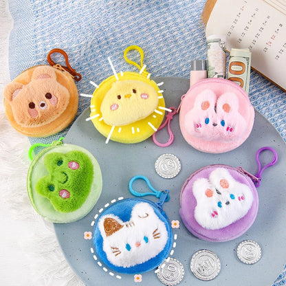 Cartone animato animale ragazzi portamonete in peluche bambini portamonete con cerniera custodia portaoggetti simpatici animali portafogli donna mini borsa regalo per bambini