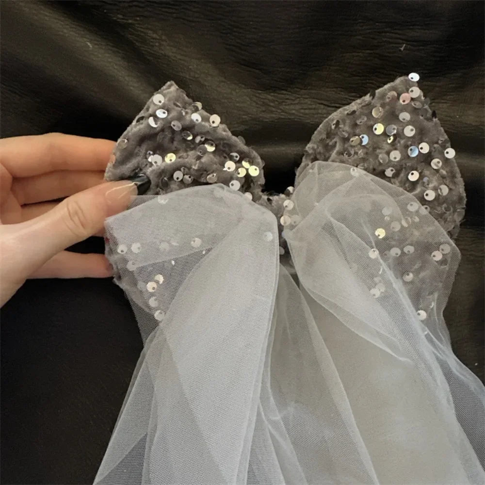 Abiti da ragazza Moda autunnale Nuova maglia patchwork con paillettes Abito da principessa a maniche lunghe Tinta unita Abbigliamento per bambini di Capodanno