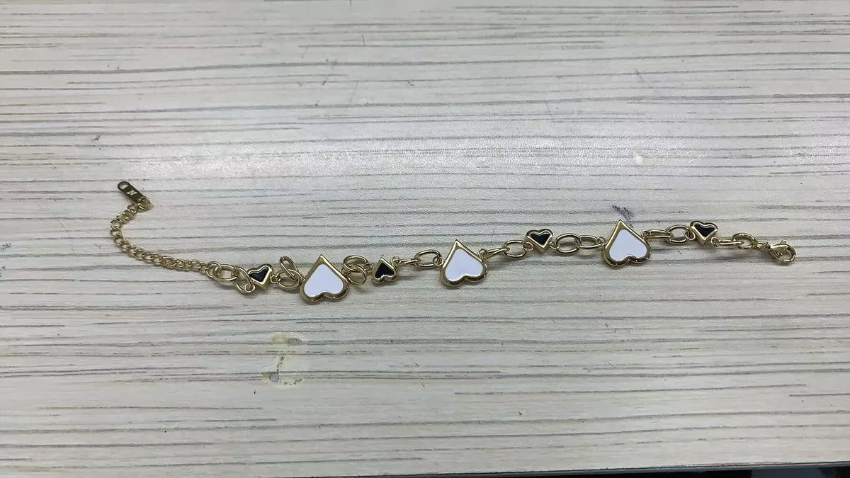 Bracciale a catena con ciondolo a forma di cuore o rotondo in acciaio inossidabile