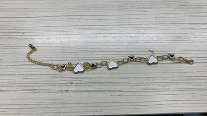Bracciale a catena con ciondolo a forma di cuore o rotondo in acciaio inossidabile
