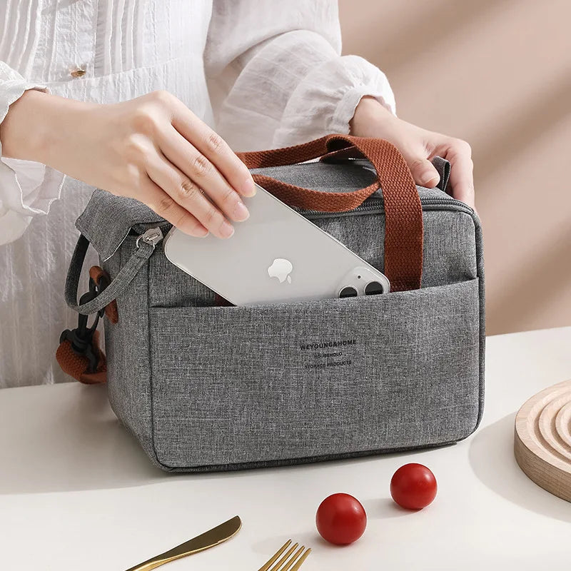 Borsa da pranzo portatile per donna OL Borsa da pranzo termica isolata Tote Cooler Borsa Bento impermeabile Borse a tracolla per alimenti da ufficio
