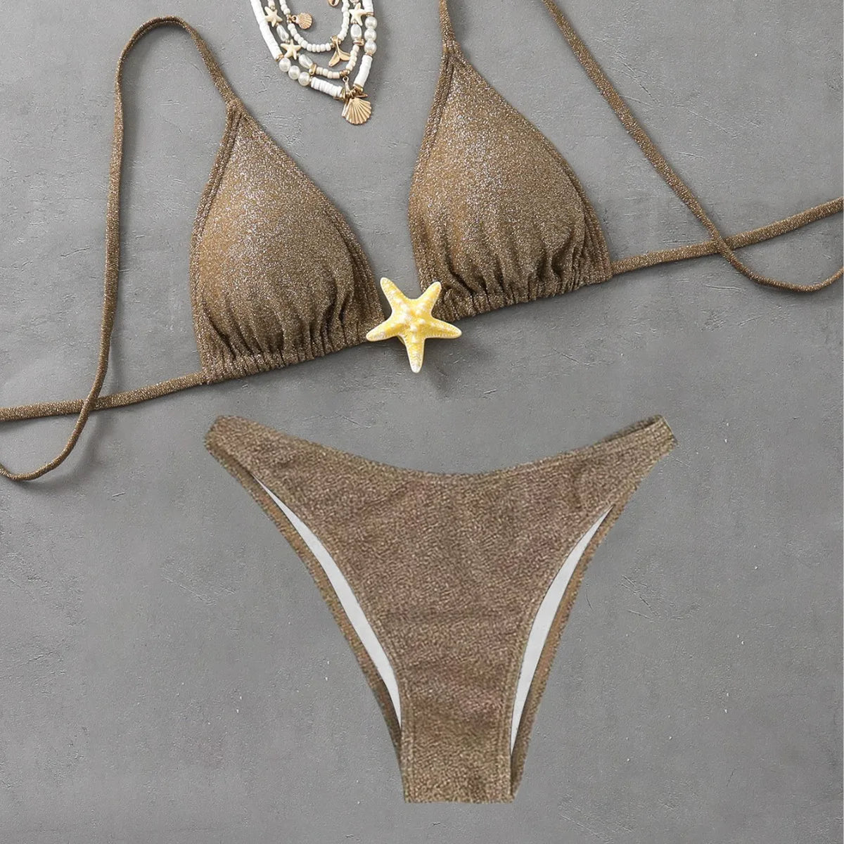Sommer neuer Schnür-Seestern-Accessoires-Bikini, sexy Strand-Split-Badeanzug
