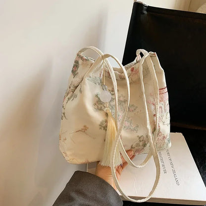 Borsa a tracolla da donna alla moda ricamata in stile cinese di vendita caldo 2026 Borsa di grande capacità di nuova tendenza estiva