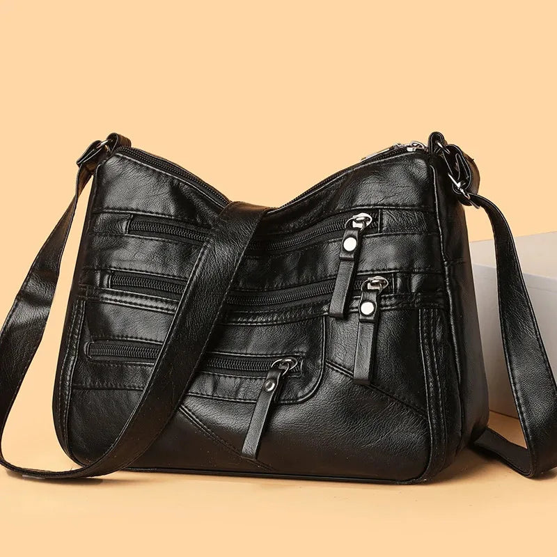 Borsa a tracolla in pelle da donna Tracolla regolabile Chiusura con cerniera Borsa per donna Viaggio Lavoro Borsa a tracolla casual quotidiana
