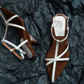 Sandali con tacco alto da donna Scarpe estive Cinturino in pelle di vacchetta di lusso Slingback Sandali di lusso da sposa femminili Designer da donna