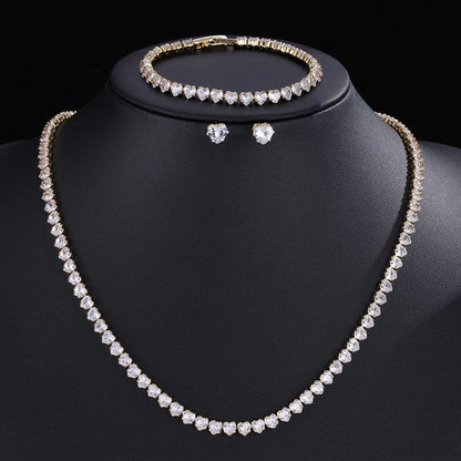 ZAKOL Gorgeous Buling AAA Clear Round Cubic Zirconia Collana da sposa Orecchini Set di gioielli da festa per le donne