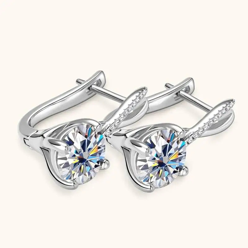 Taoyu D2.0CT Moissanite Drop Hie Orecchini in vero argento da donna Cerchi placcati in oro Orecchino infinito Gioielli da sposa certificati
