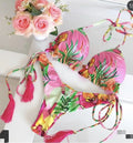 New sexy women's bikini split print swimsuit summer Brazil 2-piece beach swimsuit set