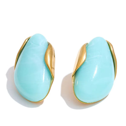 Yhpup Nuovo design Marrone Verde Beige Resina Anello geometrico regolabile PVD dorato Acciaio inossidabile Regalo di gioielli con dita antiruggine