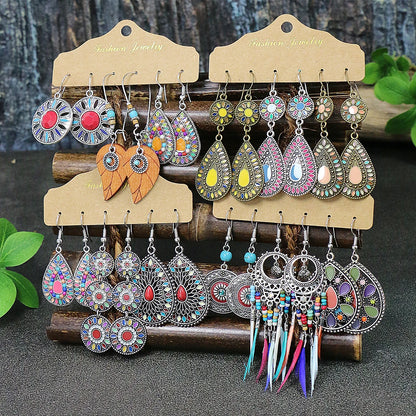 Orecchini da donna multi-stile stile Boho Forma geometrica Ciondola i gioielli dell'orecchio abbinano vari regali per decorazioni per feste