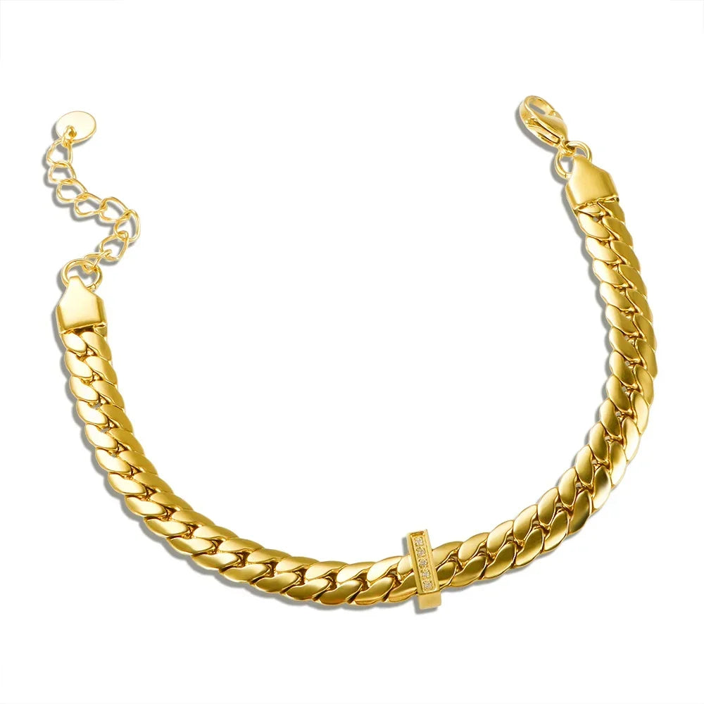 Bracciale a catena con ciondolo a forma di cuore o rotondo in acciaio inossidabile