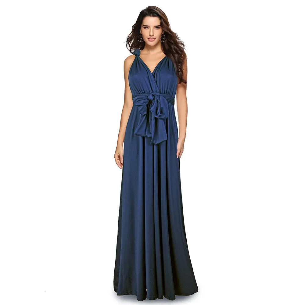 Abito formale da donna elegante da sera lungo con scollo a V profondo abito convertibile multistrato maxi abiti greci abito da festa di nozze